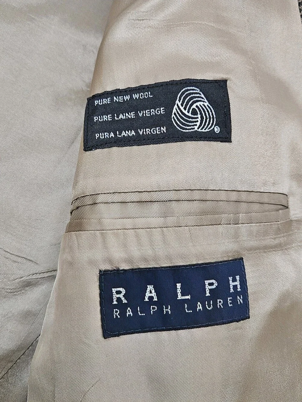 RALPH Lauren Men's 48T Glen Plaid Wool Sport Coat Blazer Brown Made in Canada